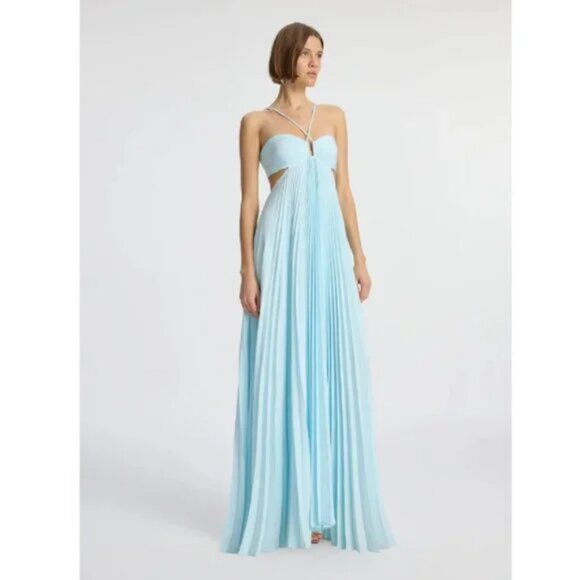 A.L.C. Moira Matte Pleated Dress in Light Blue